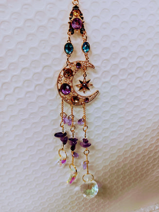 Moon Suncatcher with Dark Stones