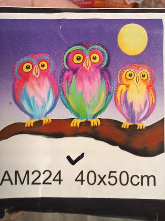 Three Colorful Owls