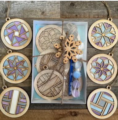 Barn Quilt Pattern ornament DIY Painting Gift set #1