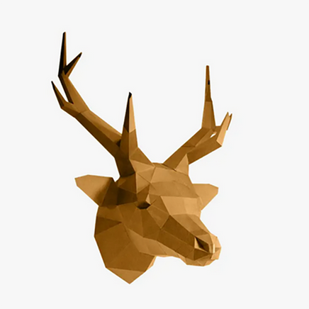 Deer Head 3D PaperCraft Model Paper Fold Kit - Gold Limited Edition