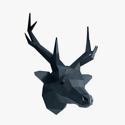 Deer Head 3D PaperCraft Model Paper Fold Kit - Grey Limited Edition