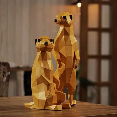 Meerkats 3D PaperCraft Model Paper Fold Kit