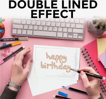 Double Line Outline Markers 12 Dual Colored 6