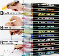 Double Line Outline Markers 12 Dual Colored 3
