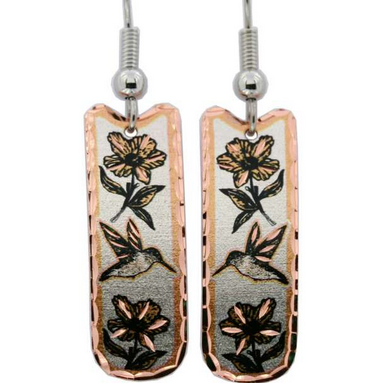 Rectangular Hummingbird Earrings Dainty Hummingbird Earrings