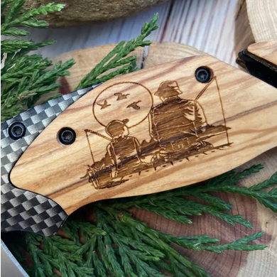 Dad & Son Fishing Laser Art Etched Knife 3