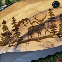 Deer Mountain Trees Laser Art Etched Knife 2