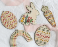 Set of 5 Easter Ornament Diy Embroidery Kit