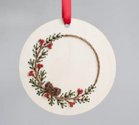 Diy Wood Embroidery Kit - Pinecone Wreath Ornament
