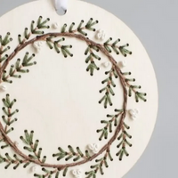 Diy Wood Embroidery Kit - Pine Wreath Ornament