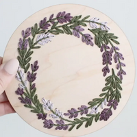 Diy Wood Embroidery Kit - Lavender Wreath