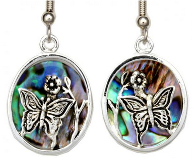 Abalone Shell Silver-Plated Butterfly Earrings