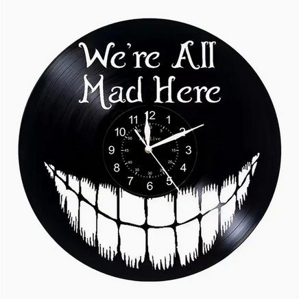 Alice in Wonderland Mad Cat Smile Vinyl Record Clock 1