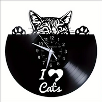 Cat Peeking Vinyl Record Clock 1
