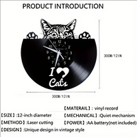 Cat Peeking Vinyl Record Clock 2
