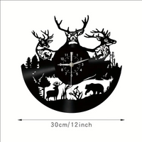 Deer & Bear in Woods Vinyl Record Clock