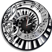 Music and Piano Keys Record Clock 1