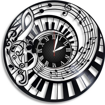 Music and Piano Keys Record Clock 1