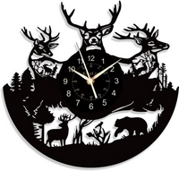 Deer & Bear in Woods Vinyl Record Clock