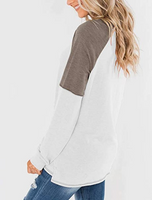 Women's Casual Long Sleeve Tunic Tops Crew Neck Color Block Blouses