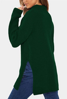 Women's Small Long Sleeve Mock Neck Side Split Chunky Oversized Pullover Sweater