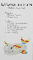 Pride Rainbow Narwhal Ride Over 6 feet Pool Raft Float 79 x 62 x 32 Cruise Beach