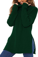 Women's Small Long Sleeve Mock Neck Side Split Chunky Oversized Pullover Sweater