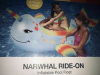 Pride Rainbow Narwhal Ride Over 6 feet Pool Raft Float 79 x 62 x 32 Cruise Beach