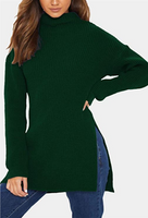 Women's Small Long Sleeve Mock Neck Side Split Chunky Oversized Pullover Sweater