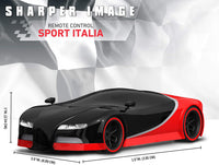 SHARPER IMAGE Miniature Toy RC Italia Sports Car 1:50 Scale Luxury Cars-Inspired Design with LED Headlights & Brake Lights, Red and Black, Long Range 2.4 GHz Frequency Remote Control