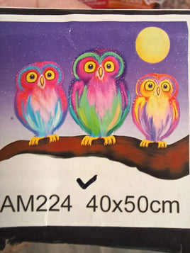 Three Colorful Owls