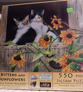 Kittens and Sunflowers 550 Piece Jigsaw Puzzle