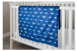 Airplanes Take Flight Navy Baby Blanket - 32" x 36"