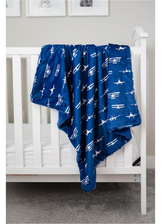Airplanes Take Flight Navy Baby Blanket - 32" x 36"2