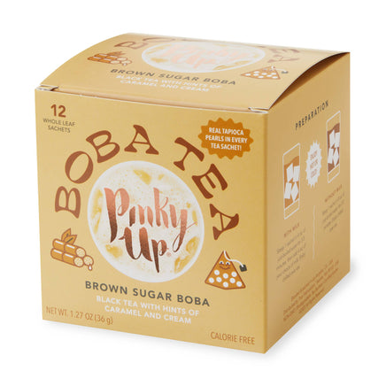 Boba Tea Brown Sugar Box of 12 Wrapped Pyramid Sachets