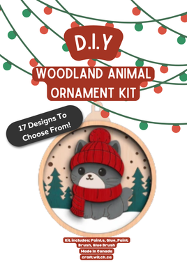 Grey Cat Winter Wonderland Ornament Kit : Animals