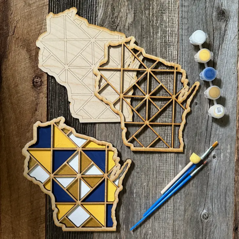 Wisconsin Barn Quilt pattern Painting Kit - Square| Frawleys Variety