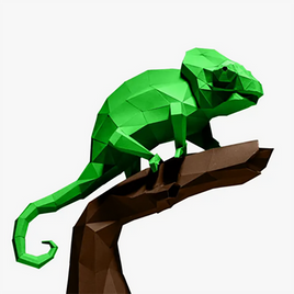 Chameleon 3D PaperCraft Model Paper Fold Kit