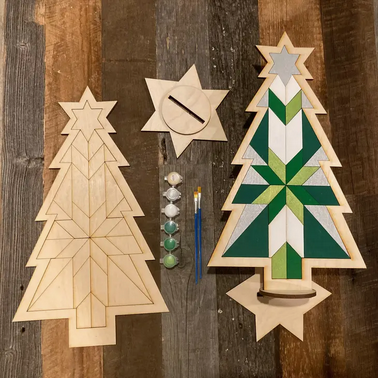 Barn Quilt Pattern Christmas Tree with Stand Contents