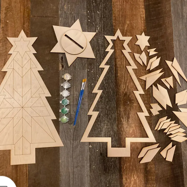 Barn Quilt Pattern Christmas Tree with Stand Craft