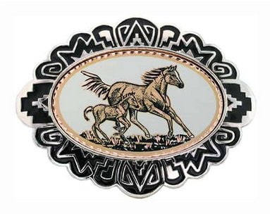 Foal & Horse Cowboy Belt Buckle