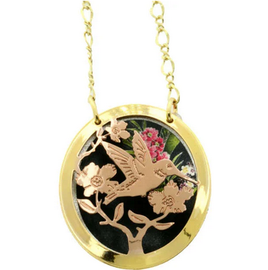 Cut Out Colorful Hummingbird Necklace NPT-44 Hummingbird Necklace