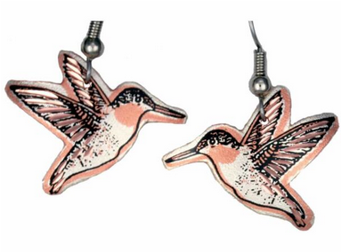 Cut Out Copper Hummingbird Earrings
