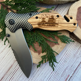 Dad & Son Fishing Laser Art Etched Knife