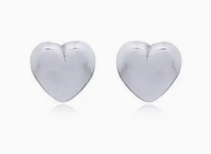 Little Chubby Heart Stud Earrings in Sterling Silver 2
