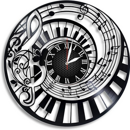 Music and Piano Keys Record Clock 1