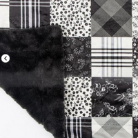 
              Fleur Noir Black & White Patchwork Minky Blanket
            
