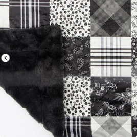 Fleur Noir Black & White Patchwork Minky Blanket