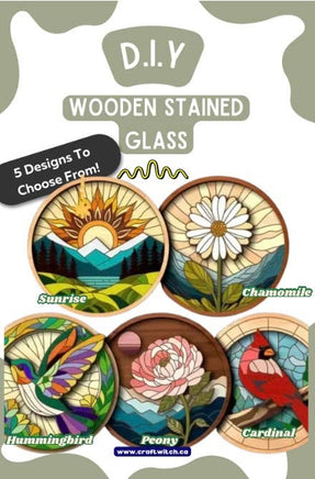Wooden Stained Glass Paint Kit-Peony