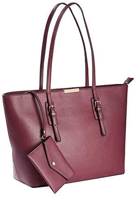 Hilary Radley Leather Jane Tote in Bordeaux with 1 Removable Pouch